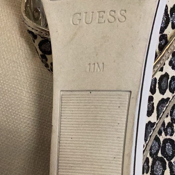 GUESS women’s Sandals Cheetah and Bling White / Silver 11 - Picture 2 of 5